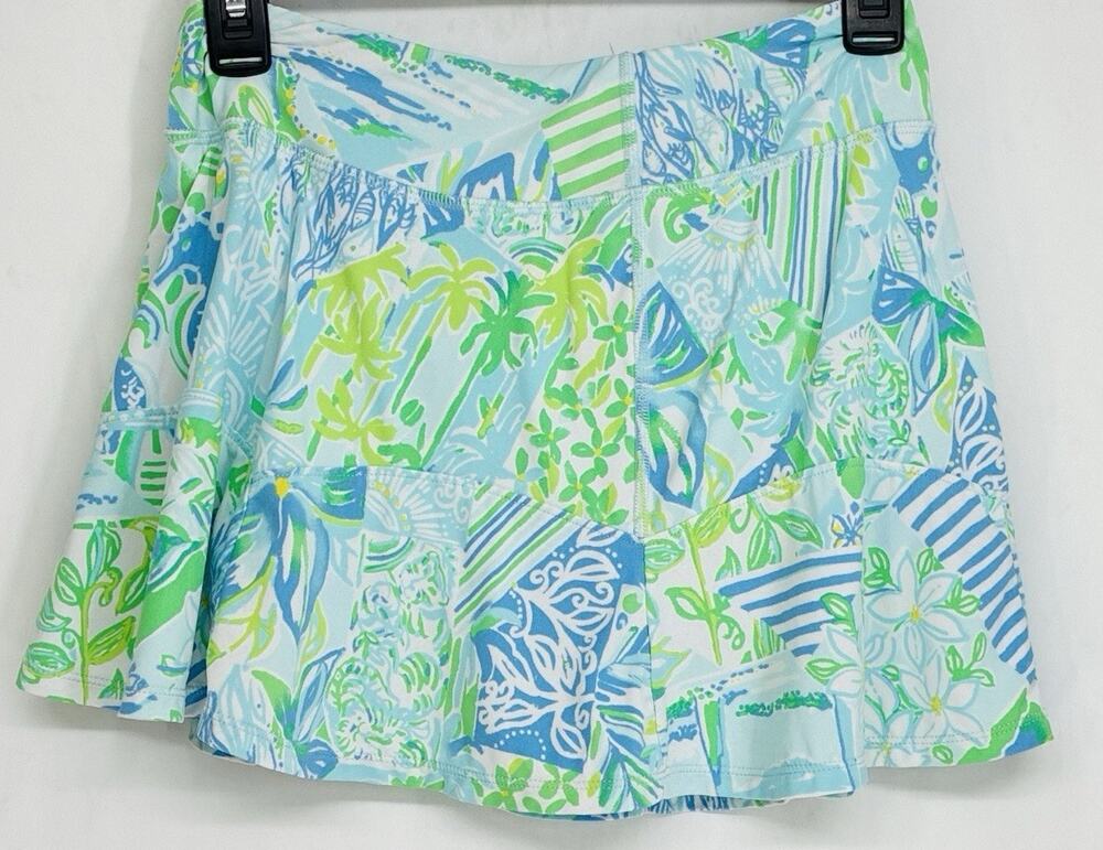 Lilly Pulitzer High Rise Skort Leaf It Wild Sz XS Amalfi Blue Luxletic